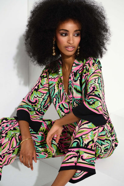 Joseph Ribkoff Woven Paisley Print Boxy Top