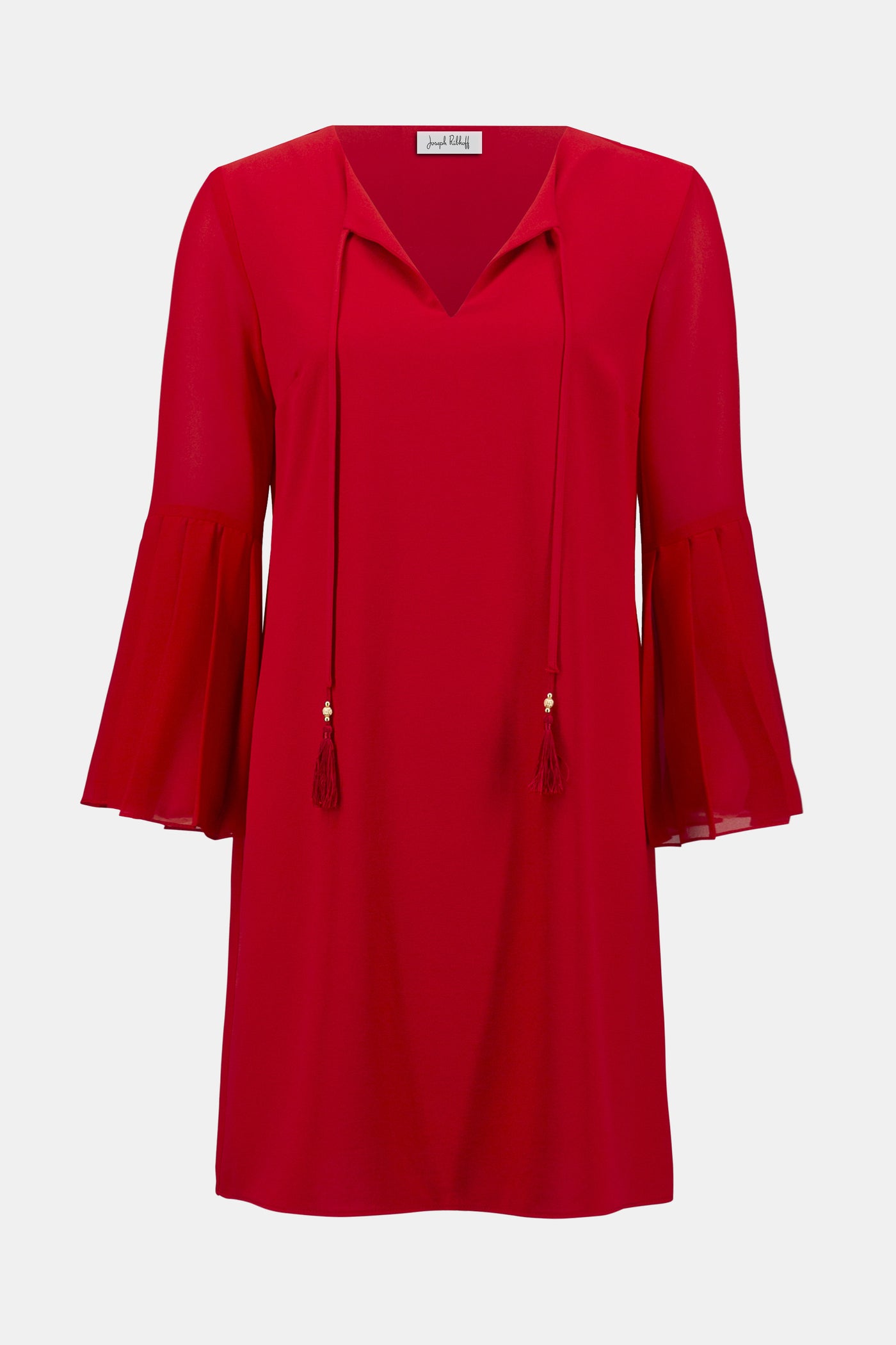 Joseph Ribkoff Radiant Red Eggshell and Chiffon Straight Dress