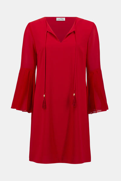 Joseph Ribkoff Radiant Red Eggshell and Chiffon Straight Dress