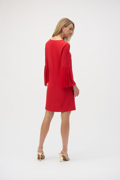 Joseph Ribkoff Radiant Red Eggshell and Chiffon Straight Dress