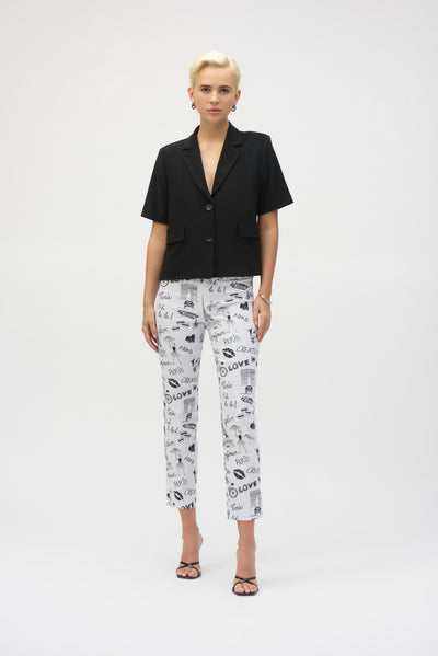 Joseph Ribkoff Black Silky Knit Short Sleeve Blazer
