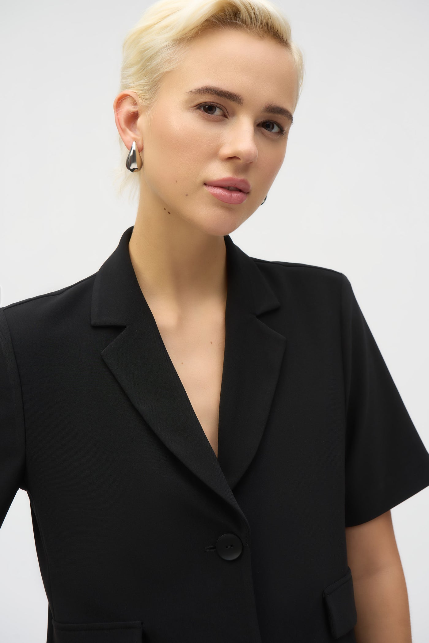 Joseph Ribkoff Black Silky Knit Short Sleeve Blazer