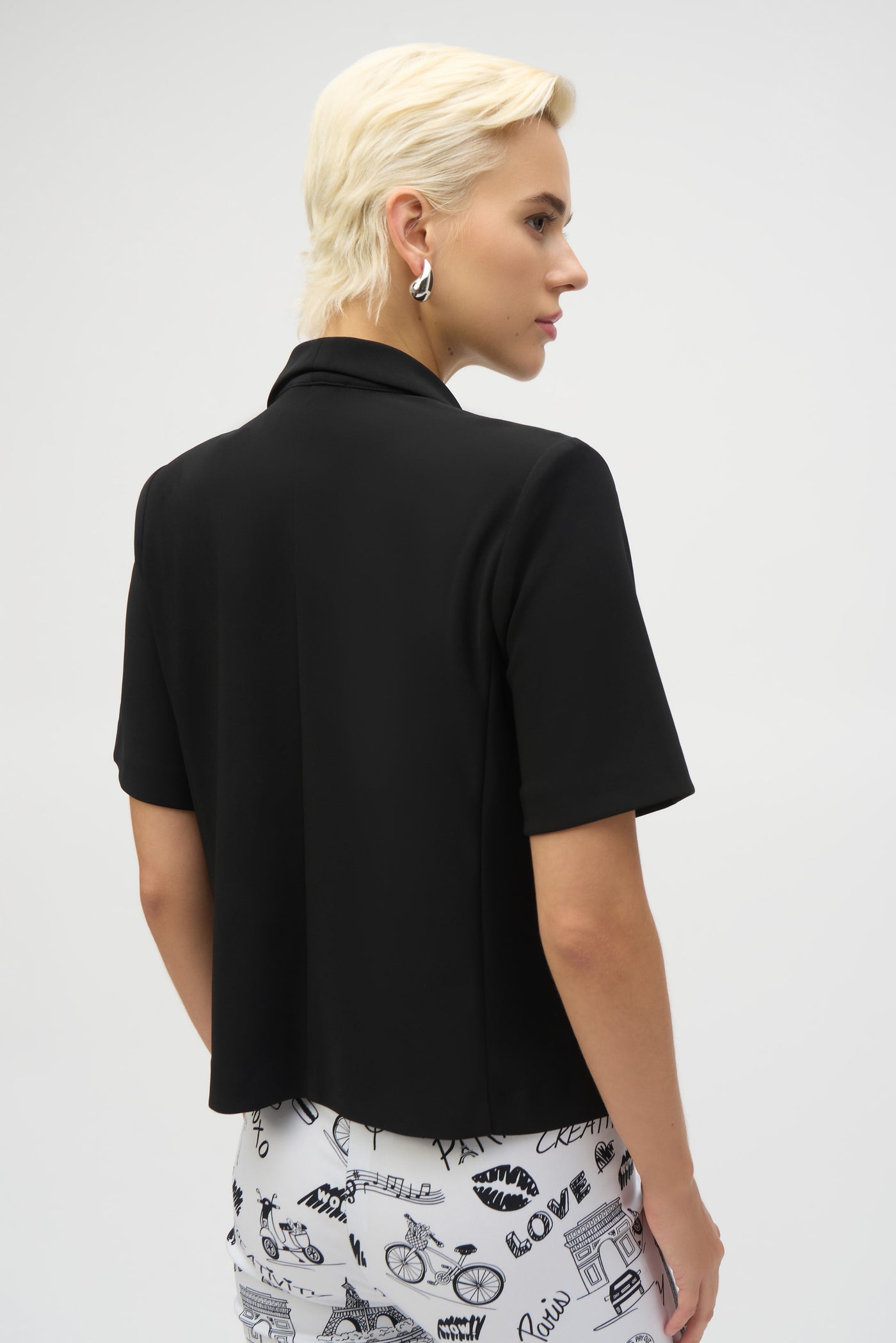 Joseph Ribkoff Black Silky Knit Short Sleeve Blazer