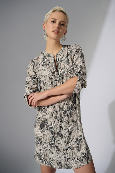 Joseph Ribkoff Woven Gauze Python Print Straight Dress