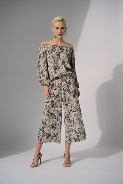 Joseph Ribkoff Woven Gauze Python Print Flared Top