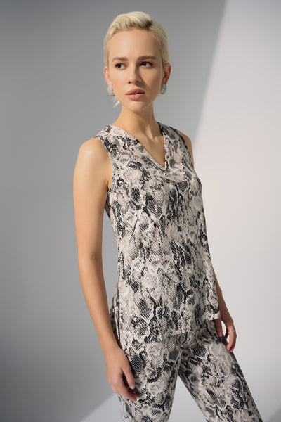 Joseph Ribkoff Silky Knit Python Print Sleeveless Straight Top