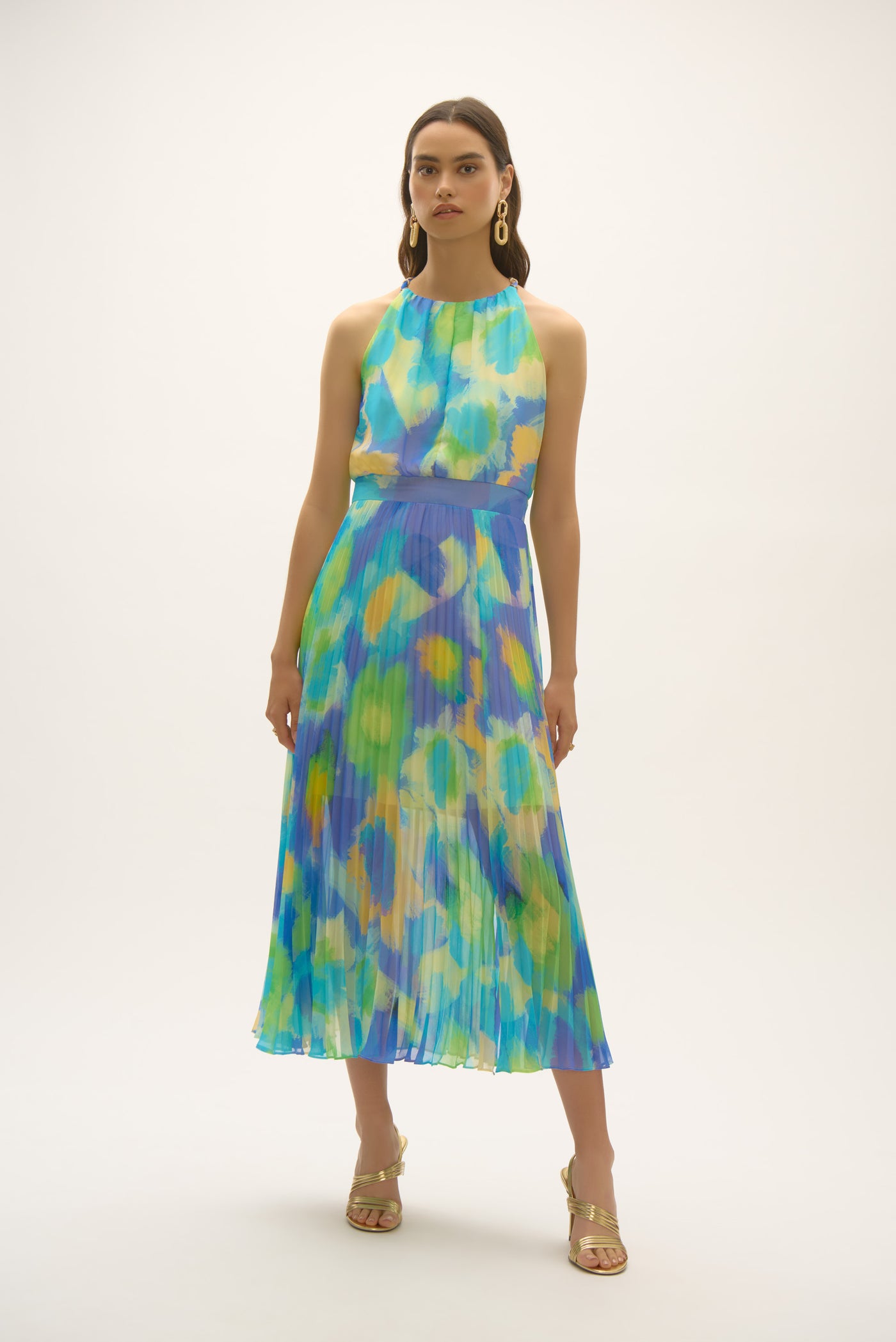 Joseph Ribkoff Chiffon Abstract Print Fit and Flare Dress