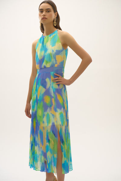 Joseph Ribkoff Chiffon Abstract Print Fit and Flare Dress