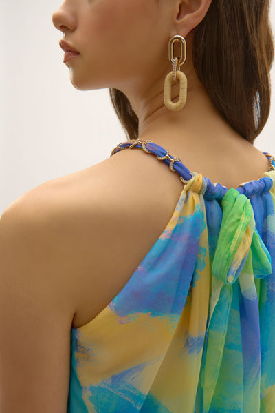 Joseph Ribkoff Chiffon Abstract Print Fit and Flare Dress