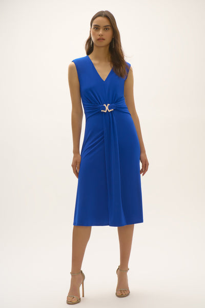 Joseph Ribkoff Signature Silky Knit A-Line Dress with Rhinestone Ornament