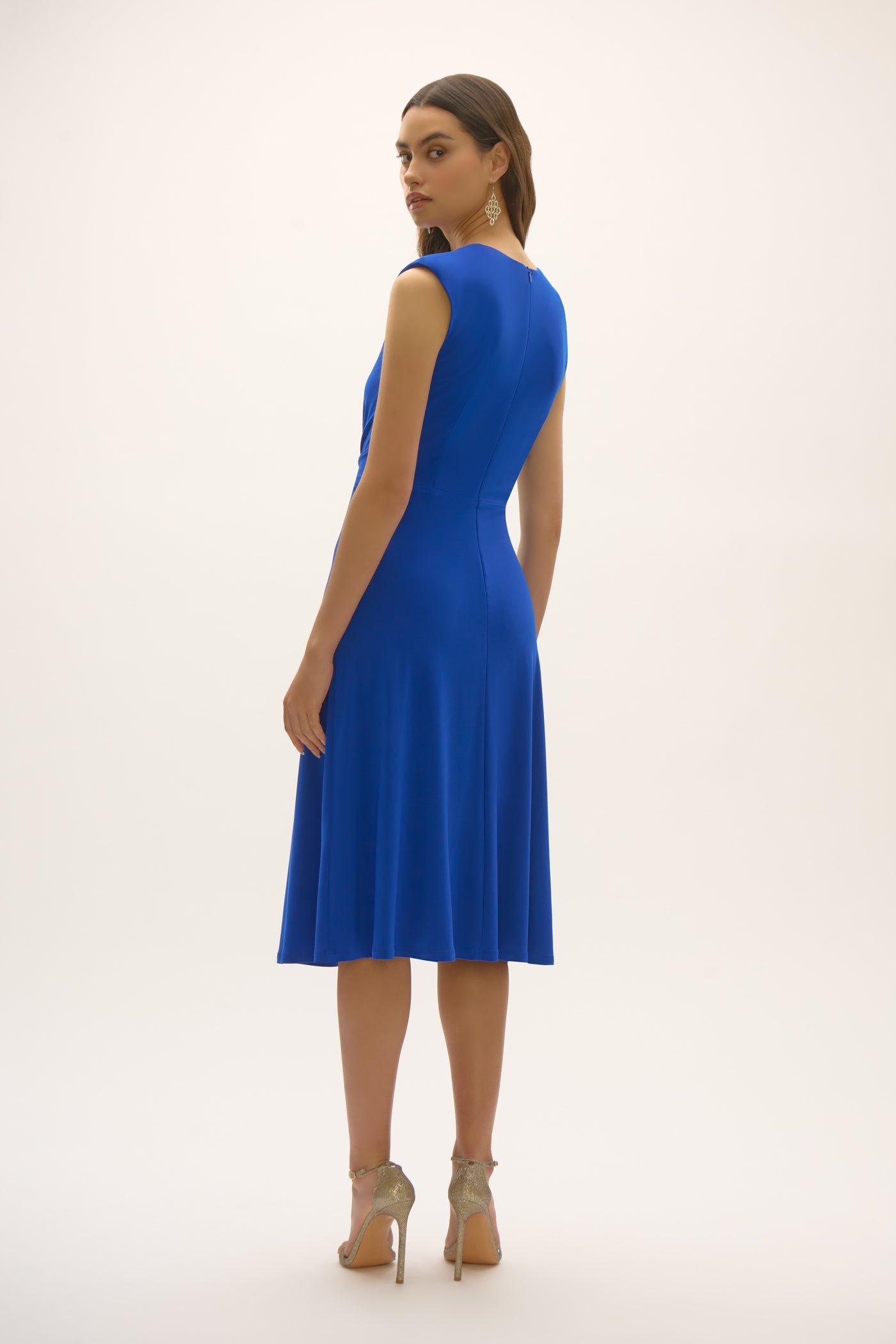 Joseph Ribkoff Signature Silky Knit A-Line Dress with Rhinestone Ornament