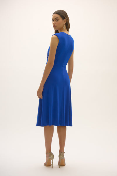 Joseph Ribkoff Signature Silky Knit A-Line Dress with Rhinestone Ornament