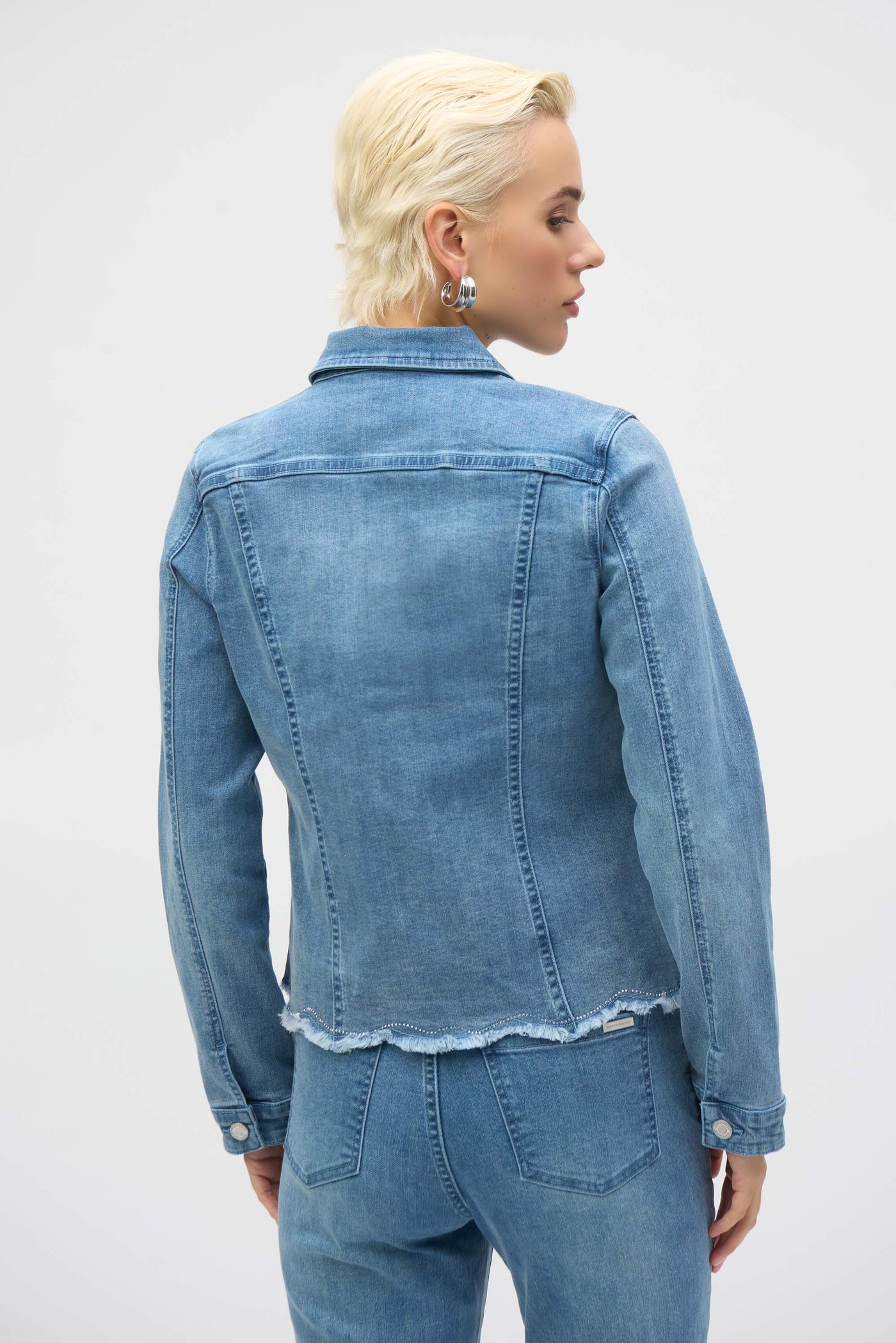 Joseph Ribkoff Stretch Denim Jacket with Embroidery