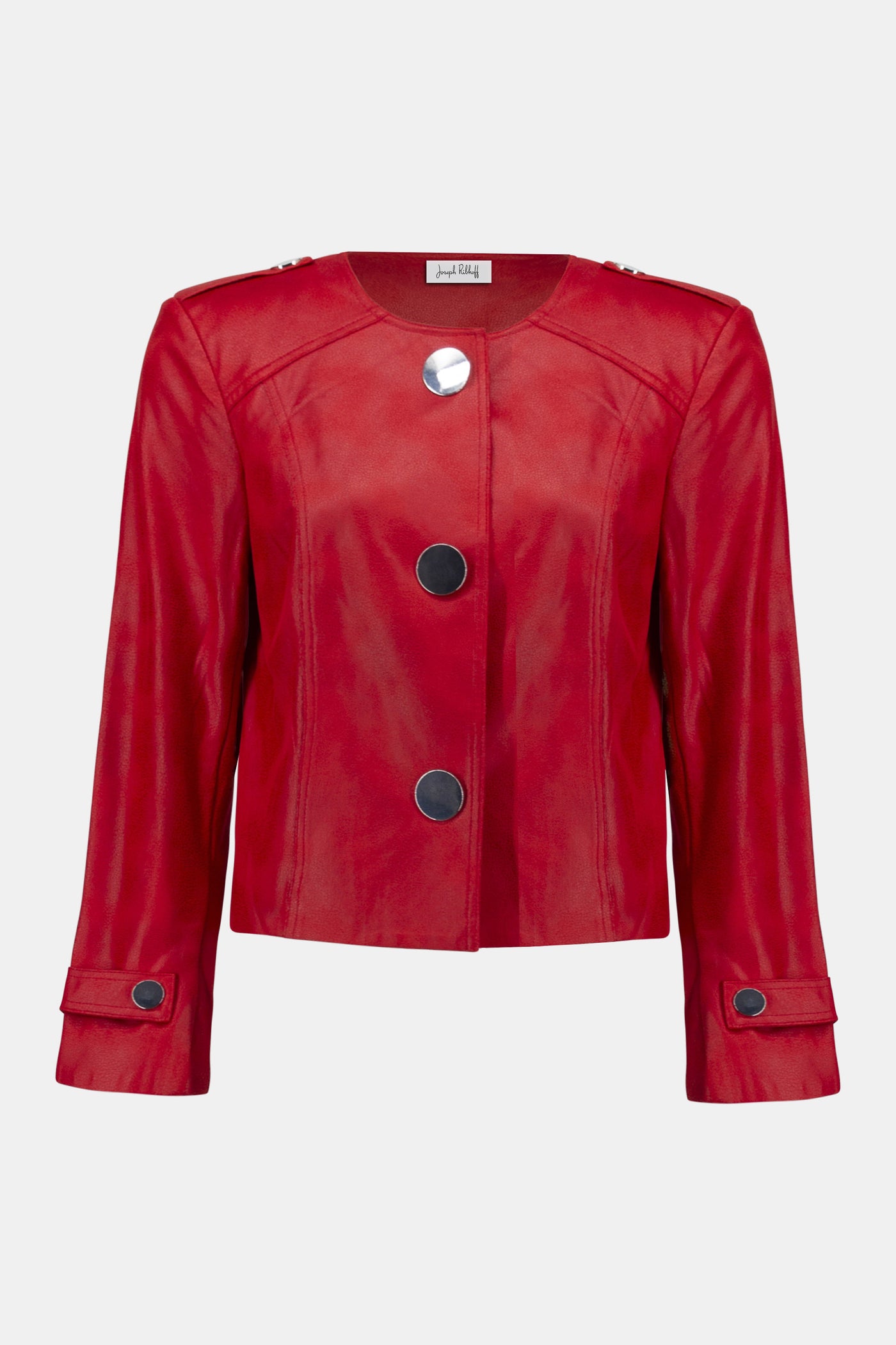 Joseph Ribkoff Radiant Red Foiled Faux Suede Boxy Jacket