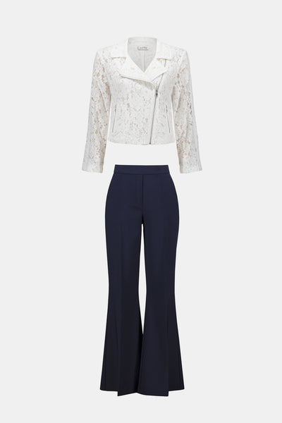 Joseph Ribkoff Vanilla Lace Fitted Moto Jacket