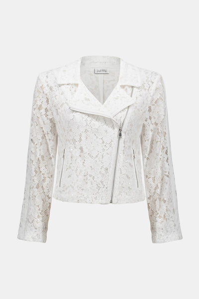 Joseph Ribkoff Vanilla Lace Fitted Moto Jacket