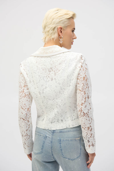 Joseph Ribkoff Vanilla Lace Fitted Moto Jacket