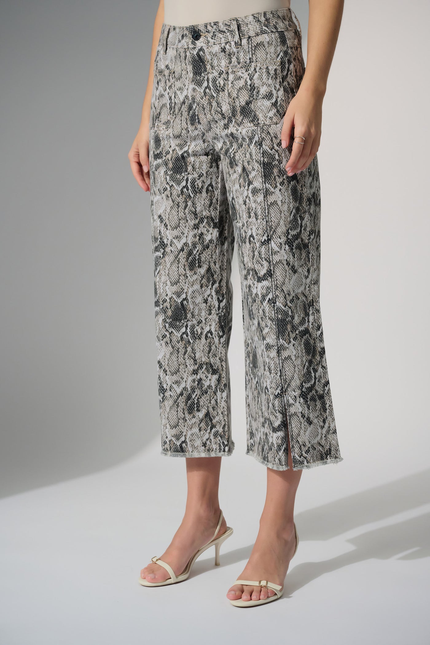Joseph Ribkoff Stretch Denim Python Print Culotte Pants