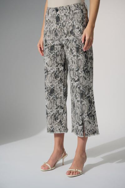 Joseph Ribkoff Stretch Denim Python Print Culotte Pants