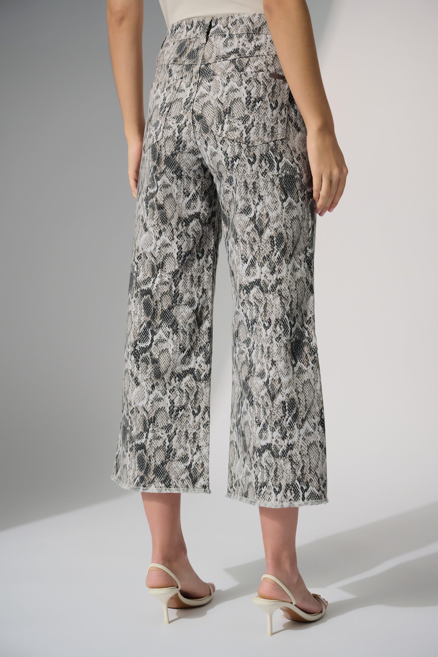 Joseph Ribkoff Stretch Denim Python Print Culotte Pants