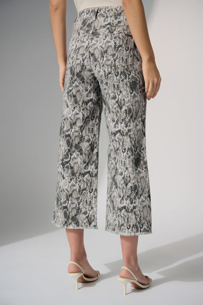 Joseph Ribkoff Stretch Denim Python Print Culotte Pants