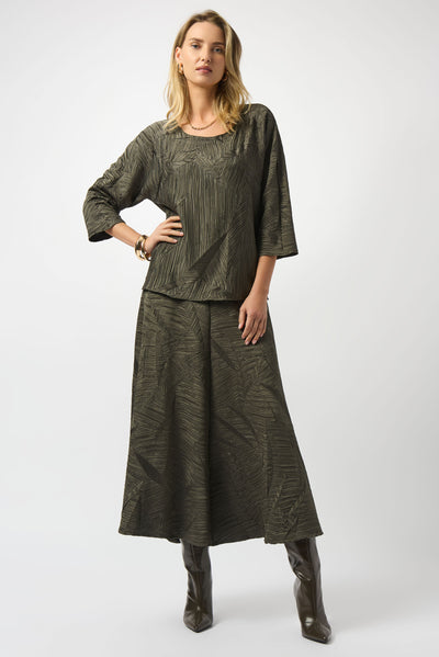 Joseph Ribkoff Avocado Pleated Satin Boxy Top