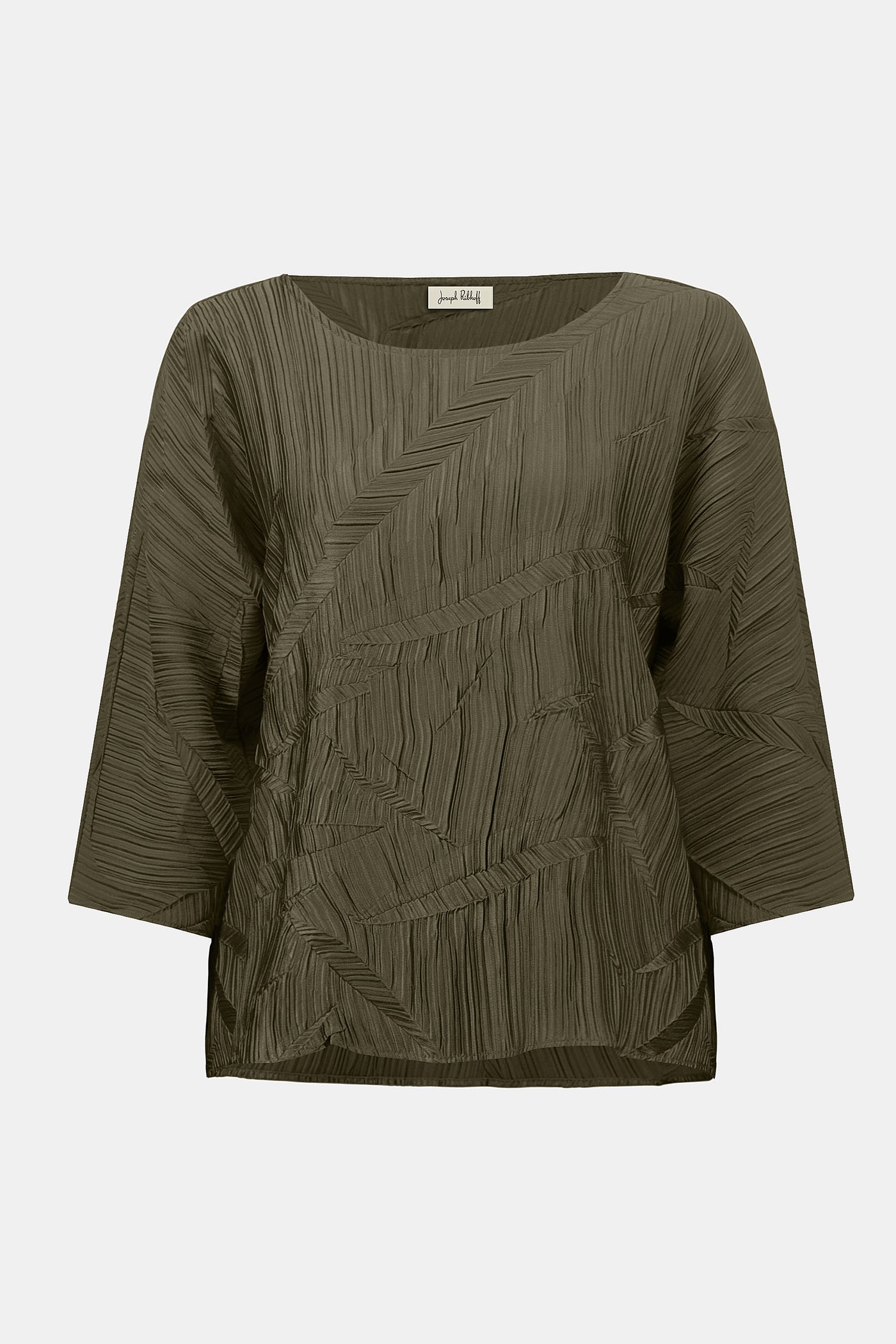 Joseph Ribkoff Avocado Pleated Satin Boxy Top