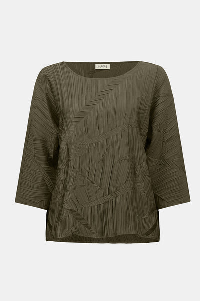 Joseph Ribkoff Avocado Pleated Satin Boxy Top
