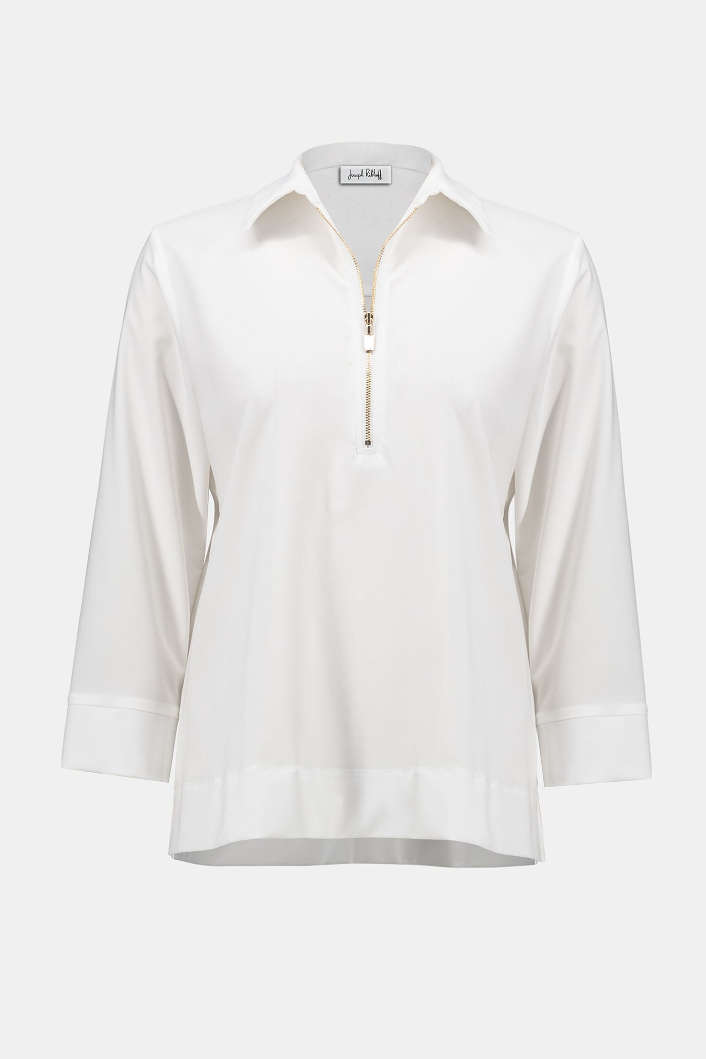 Joseph Ribkoff White Stretch Poplin Straight Top