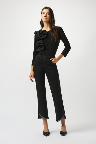 Joseph Ribkoff Silky Knit Fitted Ruffled Top