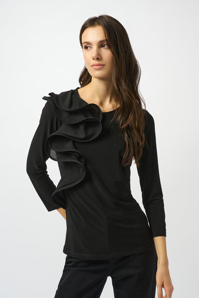 Joseph Ribkoff Silky Knit Fitted Ruffled Top
