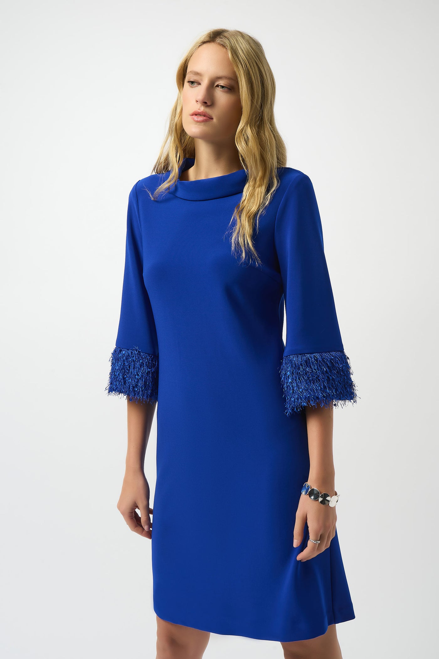Joseph Ribkoff Royal Sapphire Silky Knit & Novelty A-Line Dress