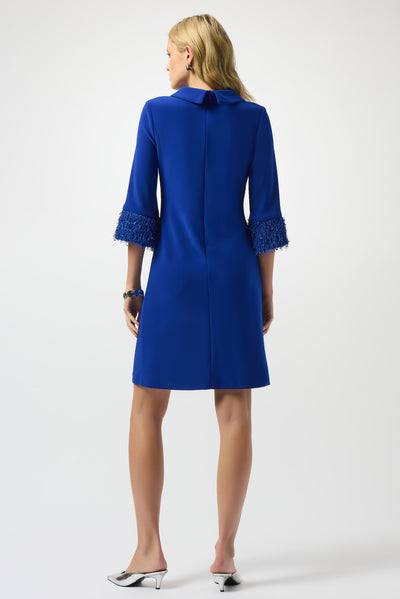 Joseph Ribkoff Royal Sapphire Silky Knit & Novelty A-Line Dress