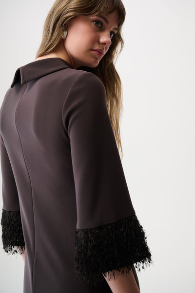 Joseph Ribkoff Mocha Silky Knit & Novelty A-Line Dress