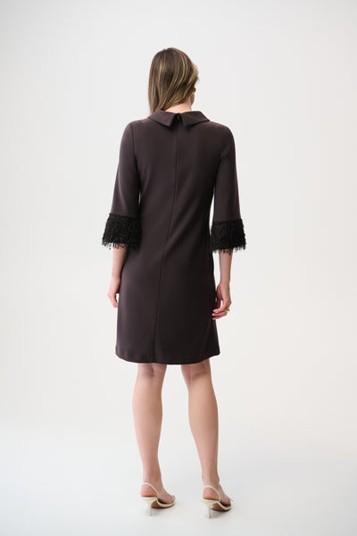 Joseph Ribkoff Mocha Silky Knit & Novelty A-Line Dress