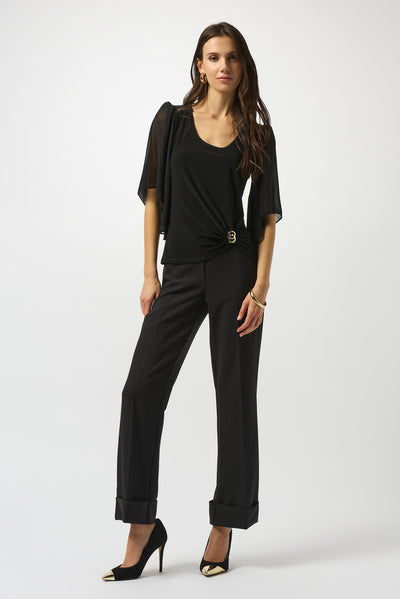 Joseph Ribkoff Silky Knit and Chiffon Fitted Top