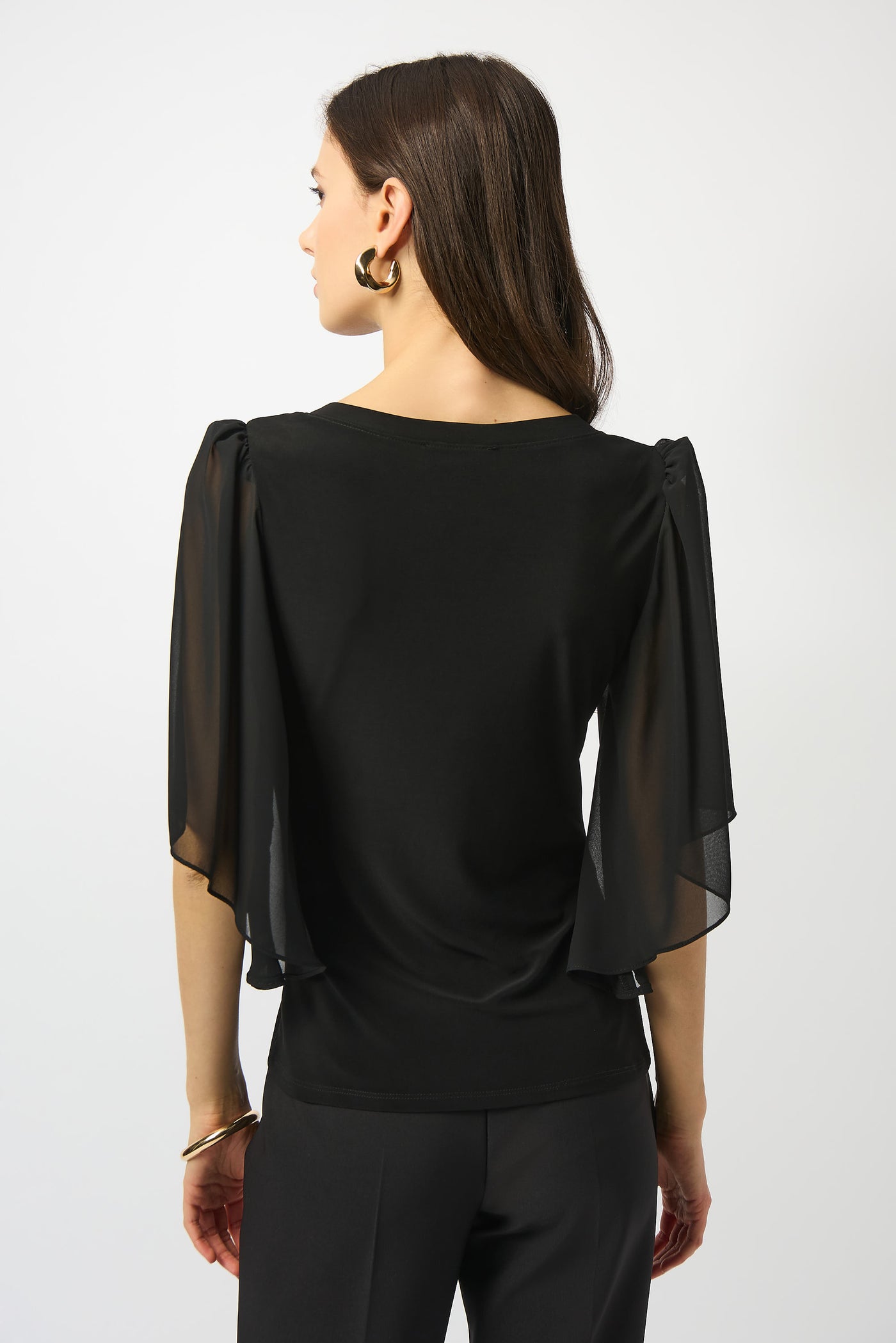 Joseph Ribkoff Silky Knit and Chiffon Fitted Top