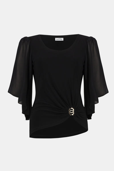 Joseph Ribkoff Silky Knit and Chiffon Fitted Top