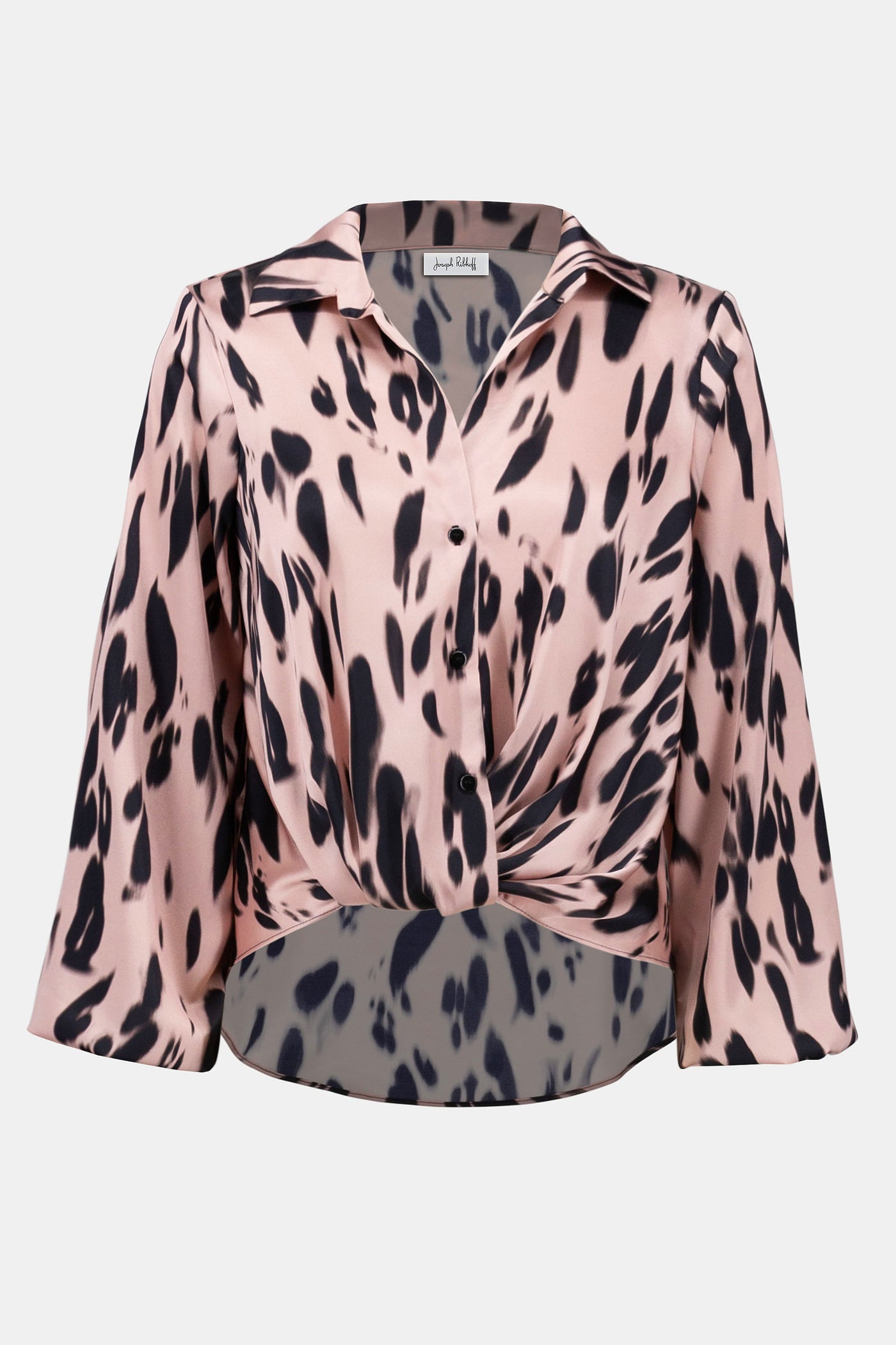 Joseph Ribkoff Recycled Satin Animal Print Draped Top