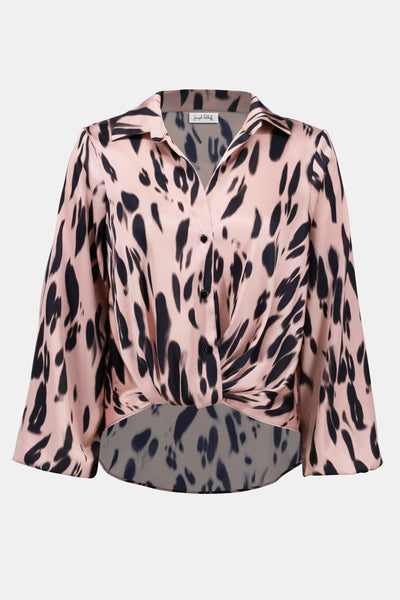 Joseph Ribkoff Recycled Satin Animal Print Draped Top
