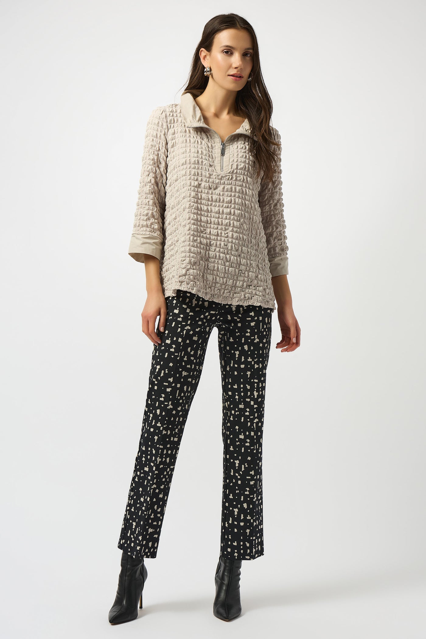 Joseph Ribkoff Moonstone Bubble Jacquard A-Line Top