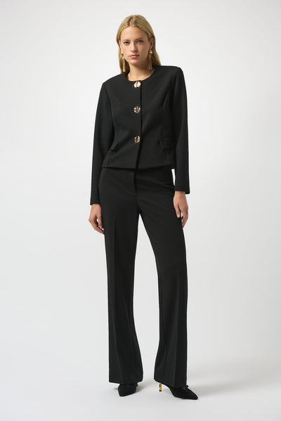 Joseph Ribkoff Black Scuba Crepe Boxy Blazer