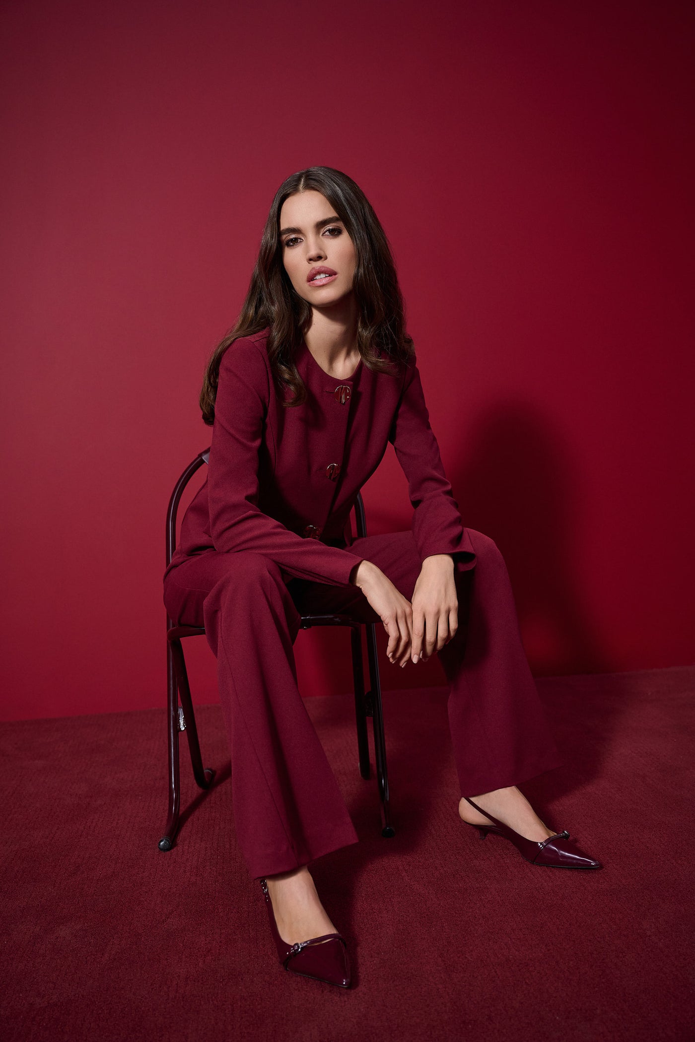 Joseph Ribkoff Merlot Scuba Crepe Boxy Blazer