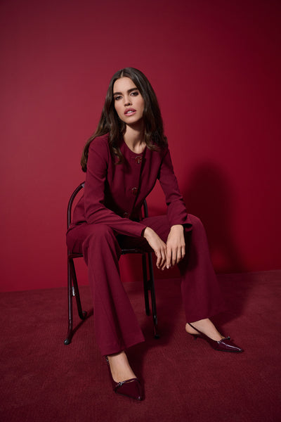 Joseph Ribkoff Merlot Scuba Crepe Boxy Blazer