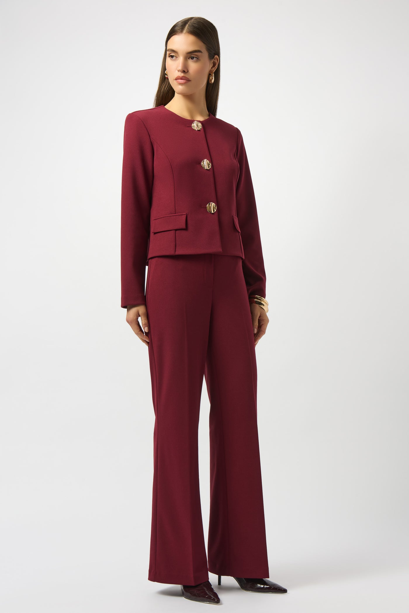 Joseph Ribkoff Merlot Scuba Crepe Boxy Blazer