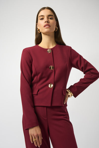 Joseph Ribkoff Merlot Scuba Crepe Boxy Blazer
