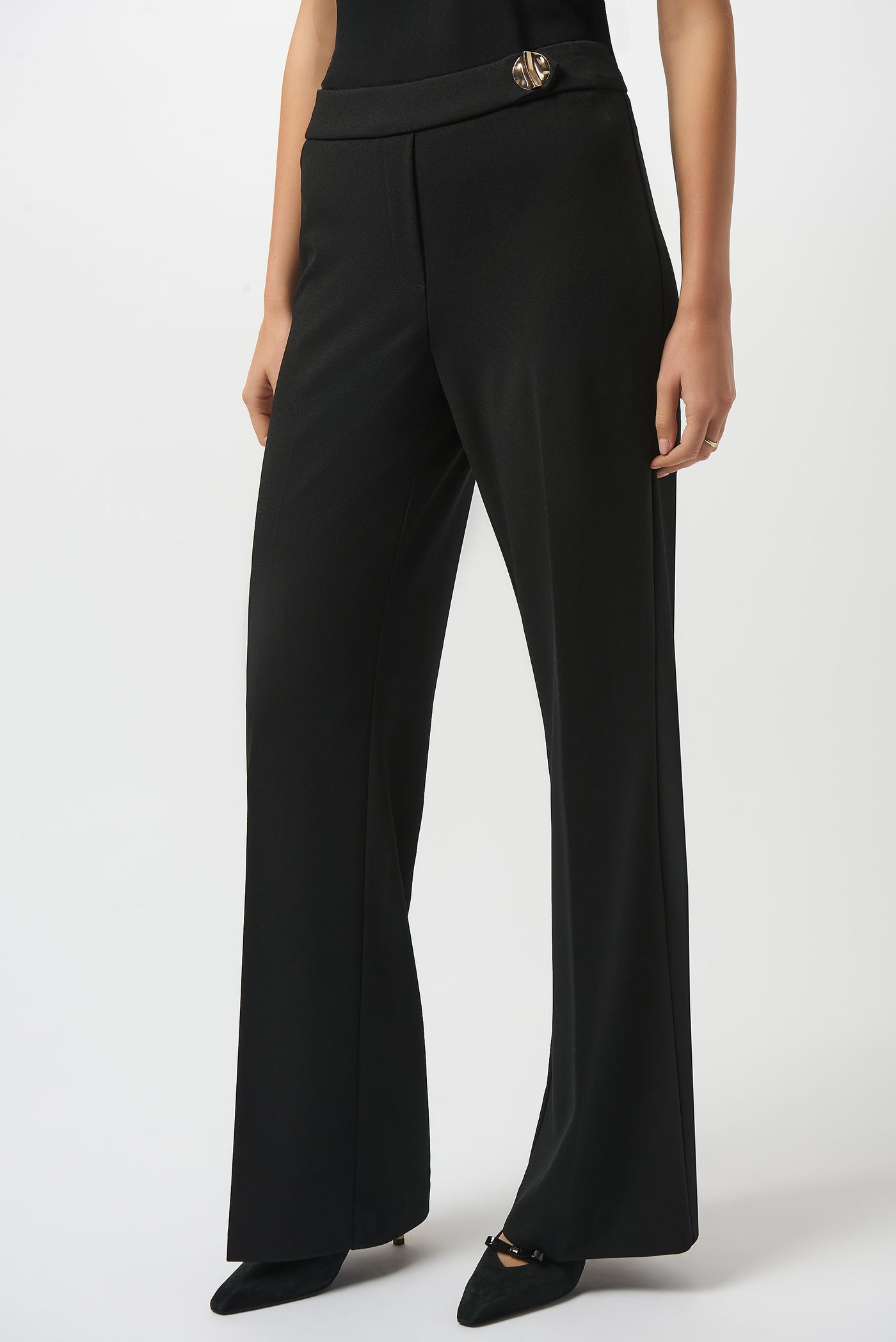Joseph Ribkoff Black Scuba Crepe Wide-Leg Pants