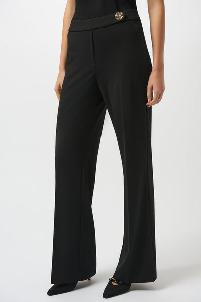 Joseph Ribkoff Black Scuba Crepe Wide-Leg Pants