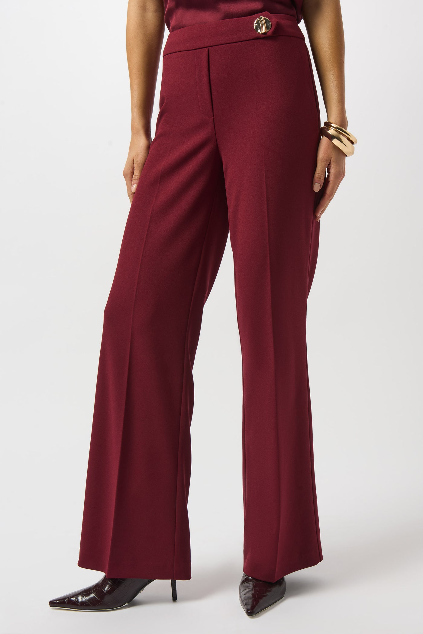 Joseph Ribkoff Merlot Scuba Crepe Wide-Leg Pants