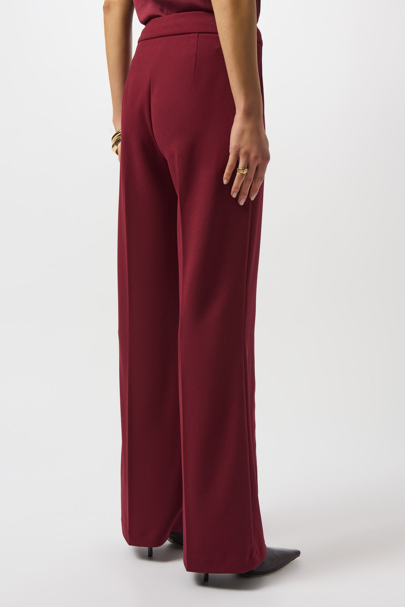 Joseph Ribkoff Merlot Scuba Crepe Wide-Leg Pants
